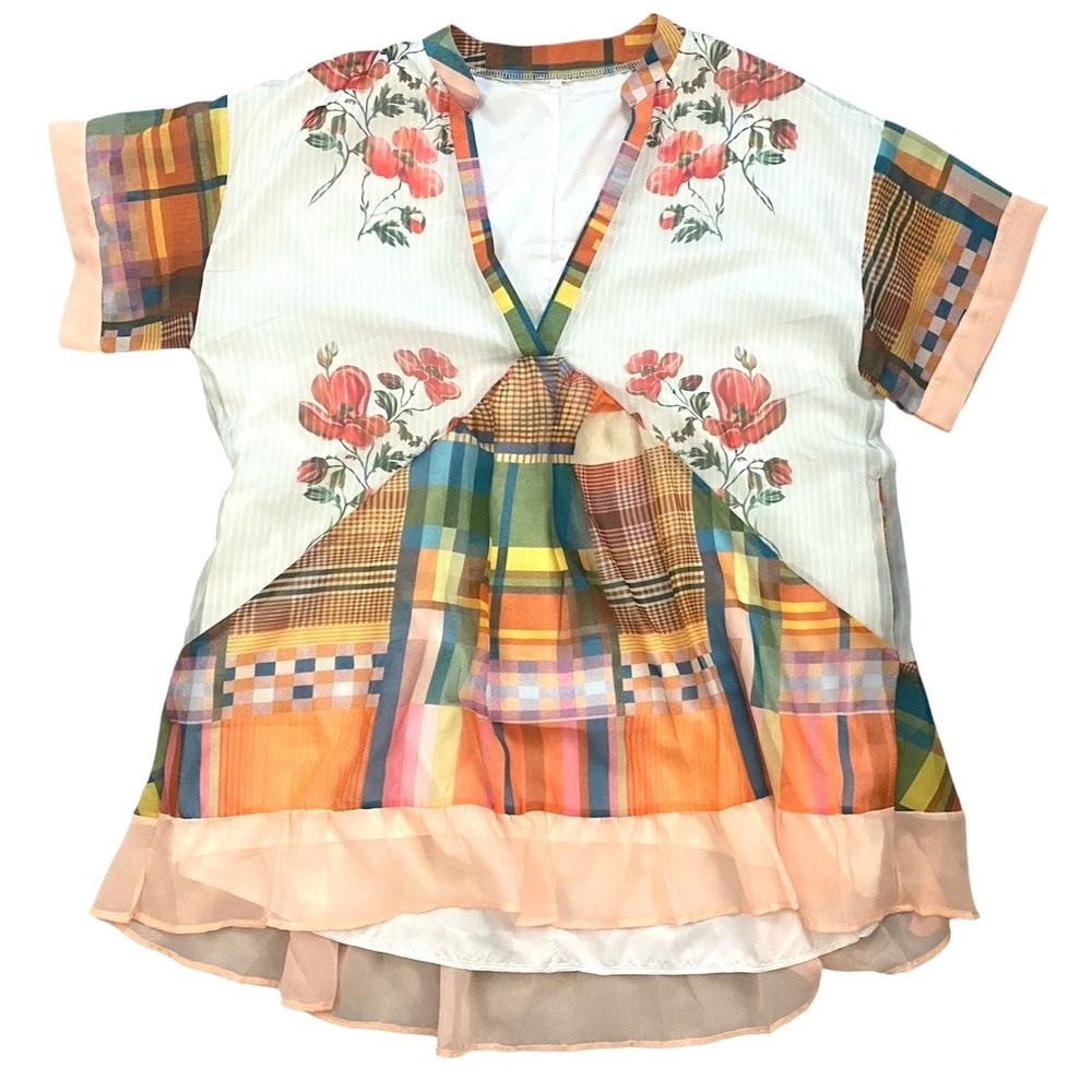 Women's‎ Bohemian Floral Mini Summer Dress Sz Xl Plus Size V Neck Boho Sundress